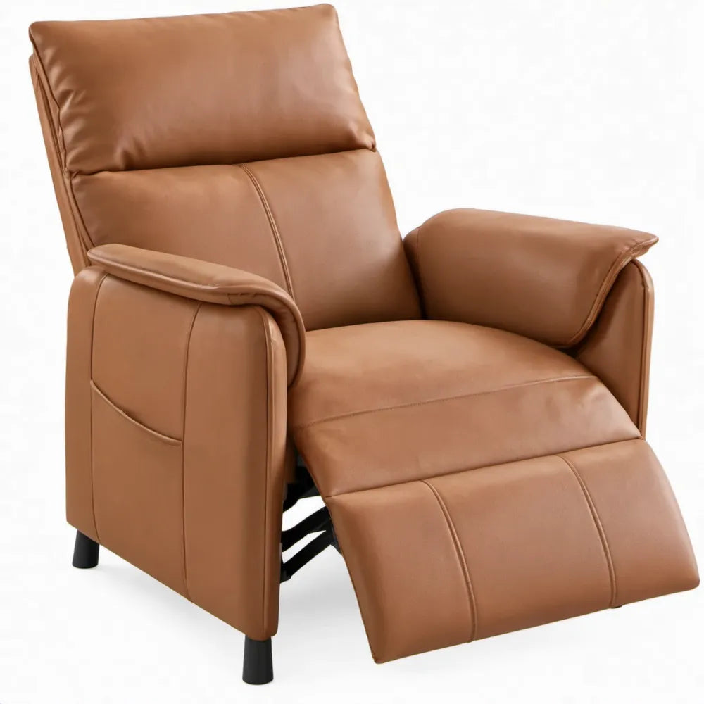 Handmatig verstelbare relaxfauteuil met voetensteun 84 x 94 x 103 cm cognac PU-kunstleer