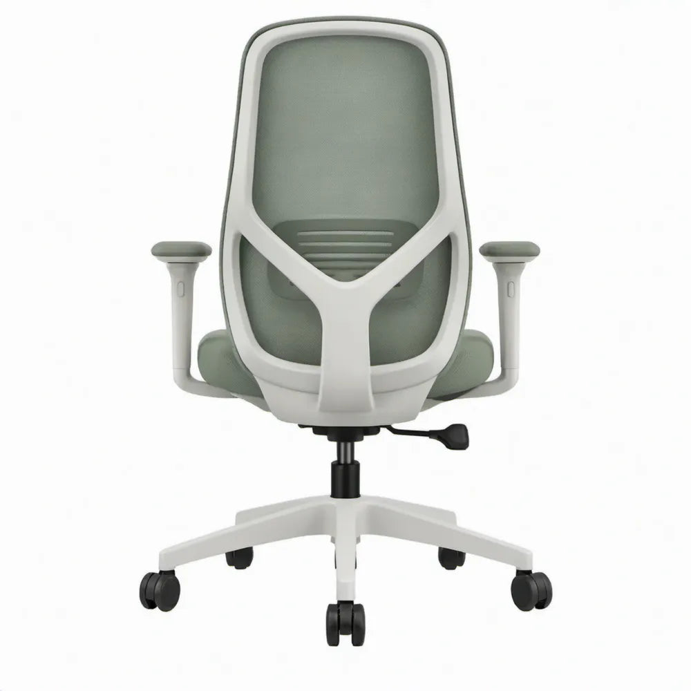 Ergonomische draaibare bureaustoel met verstelbare armleuningen, groen/wit, 60 x 60 x 96-106 cm