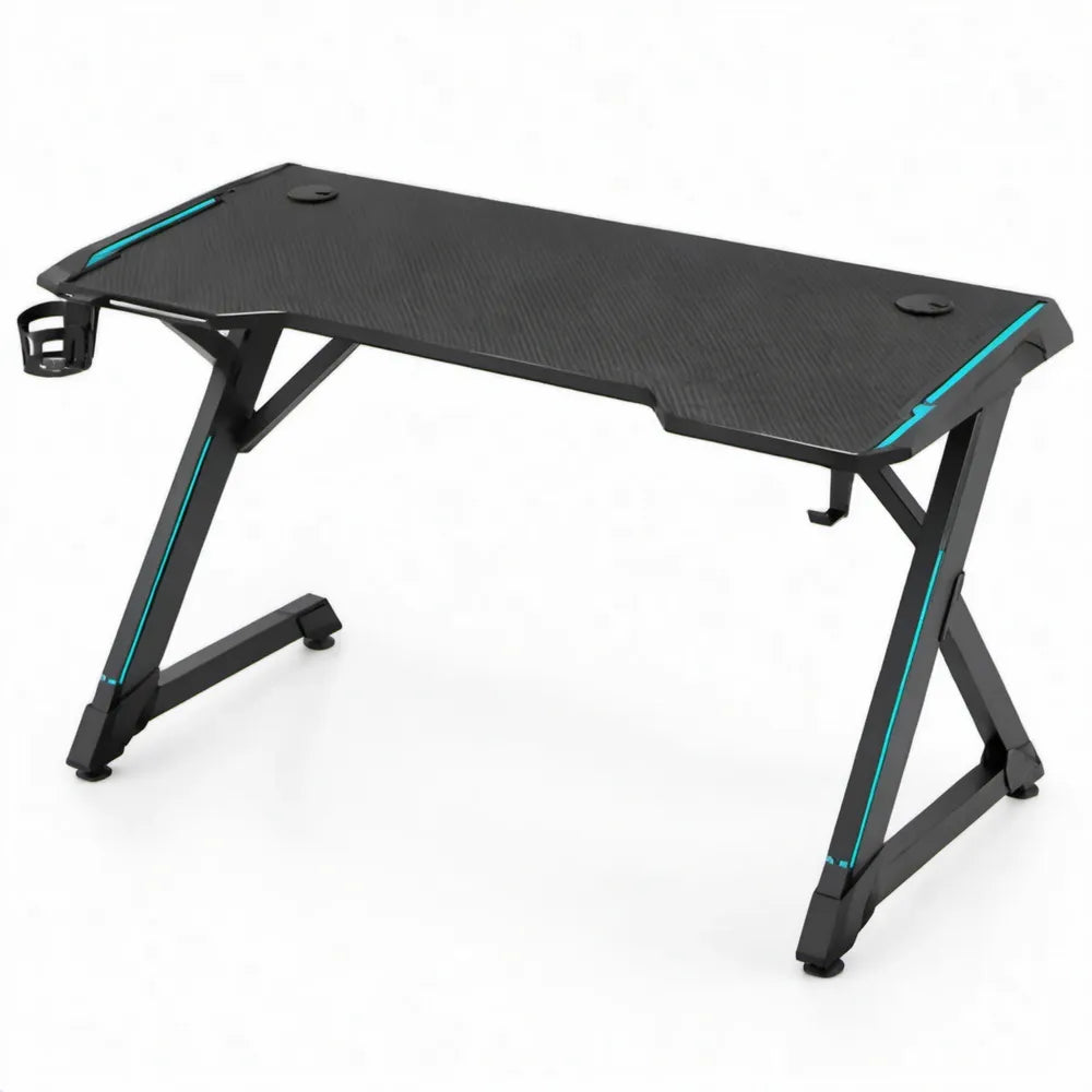 Gamingbureau 120 x 60 x 75 cm Zwart/Turquoise met MDF-blad en stalen frame