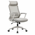 Ergonomische bureaustoel met hoofdsteun en armleuningen, grijs/wit, 66 x 66 x 116-126 cm