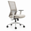 Ergonomische bureaustoel met hoge rugleuning, beige/wit/zwart, 64 x 64 x 116-126 cm