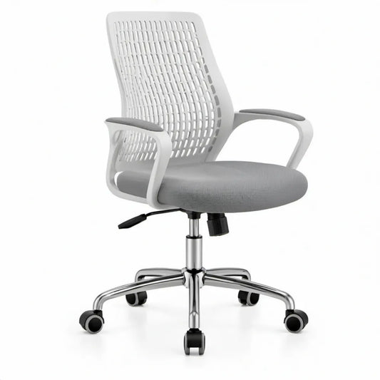 Ergonomische bureaustoel met armleuningen, grijs/wit, 60 x 60 x 96-106 cm
