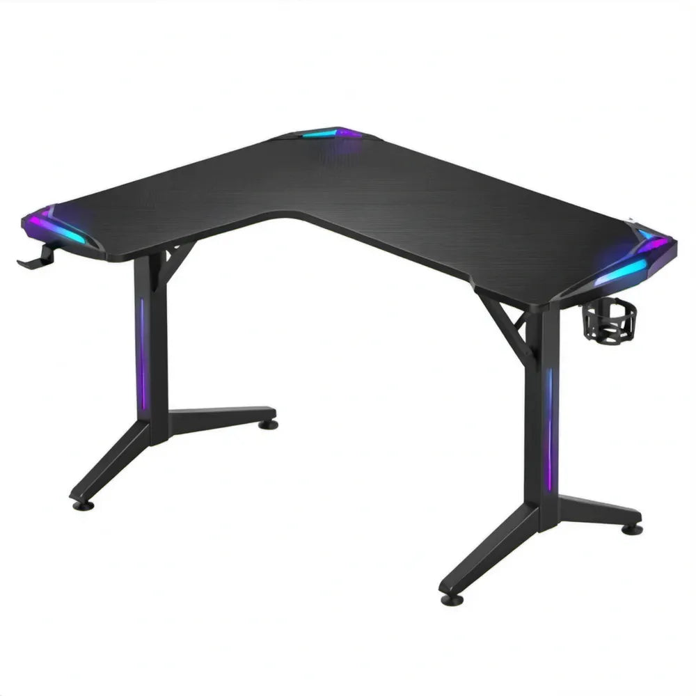 L-vormig gamingbureau 160 x 60 x 75 cm zwart met RGB-verlichting