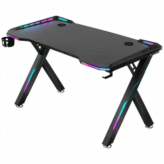 Gamingbureau met RGB-ledverlichting, zwart, 120 x 60 x 75 cm