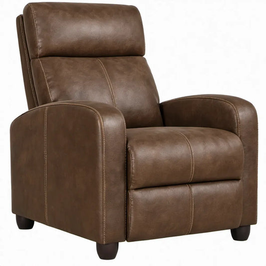 Bruine fauteuil van PU-kunstleer met schuimvulling, 91 x 94 x 102 cm