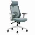 Ergonomische bureaustoel grijsblauw met hoofdsteun en lendensteun, 66 x 66 x 118-128 cm